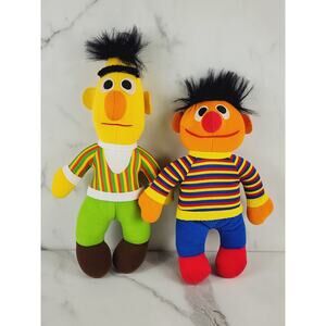 Sesame Street Bert & Ernie Muppets 13" Soft Plush Doll Toy by Hasbro 1984 Vtg
